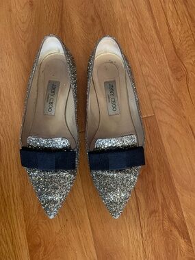 Jimmy choo gold glitter flats 37 used